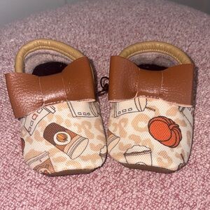 Pumpkin Spice Moccasins with Bow for Kids